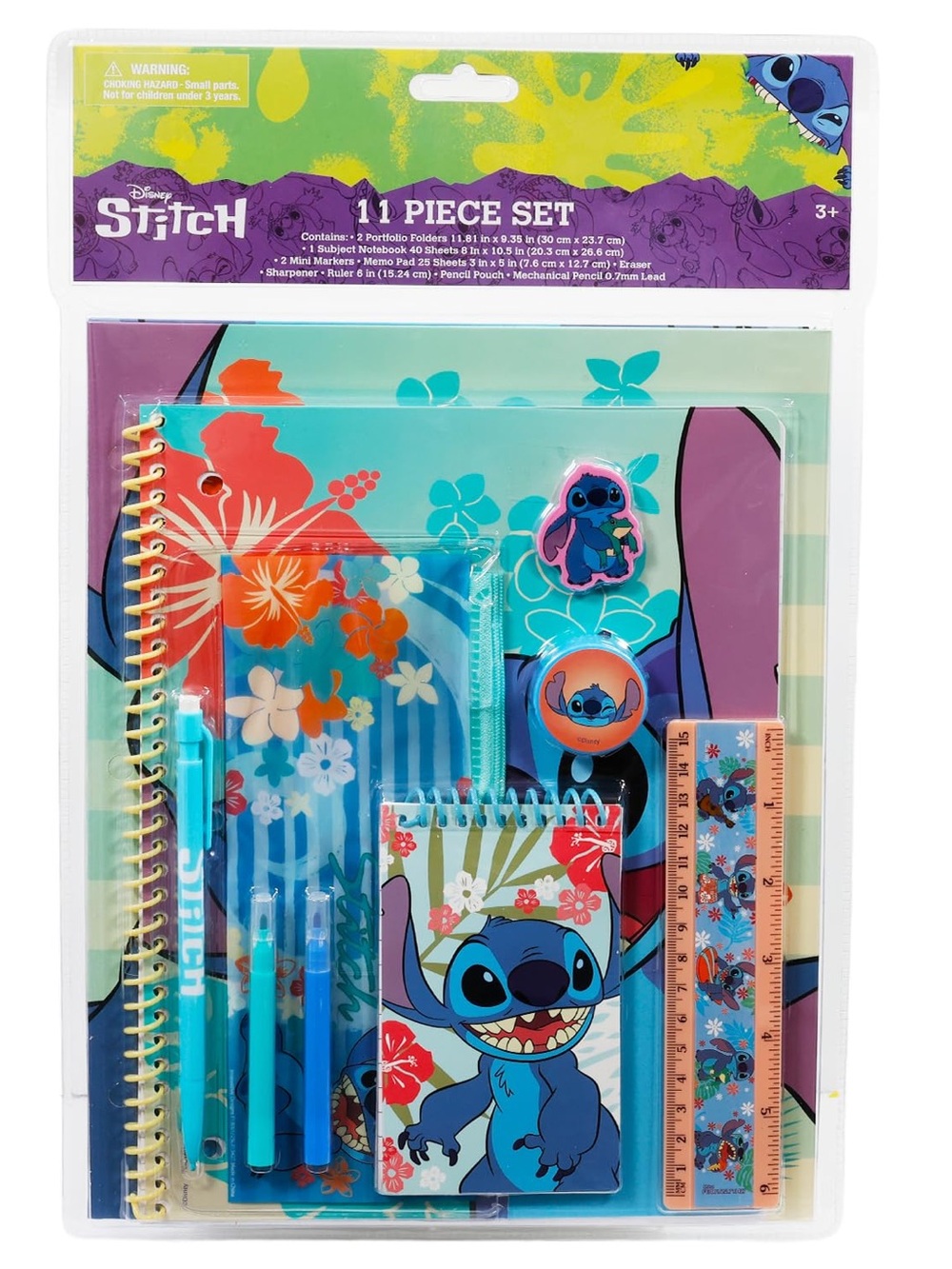 Disney Stitch Stationery Set - Turquoise, Purple & Coral